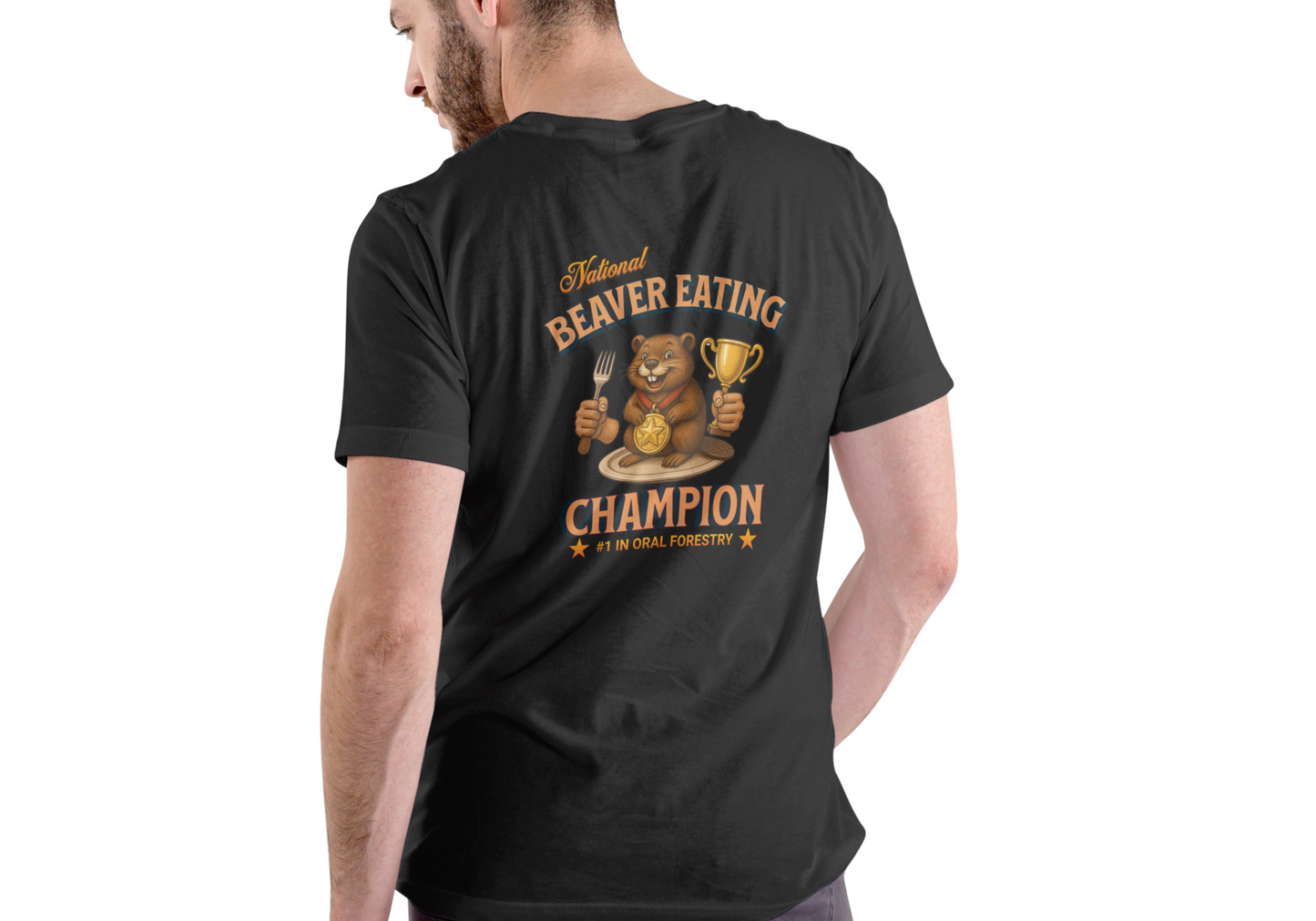 NATIONAL BEAVER EATING CHAMPION, T-SHIRT, UNISEX, COTTON