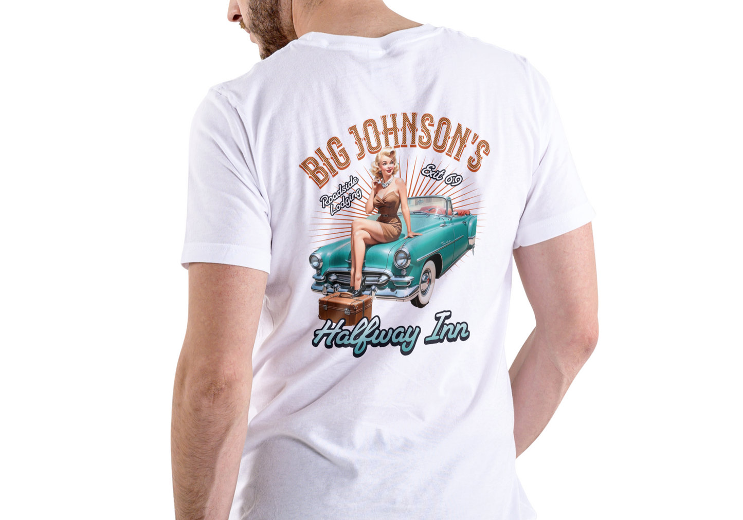 BIG JOHNSON'S HALFWAY INN, T-SHIRT, UNISEX, COTTON