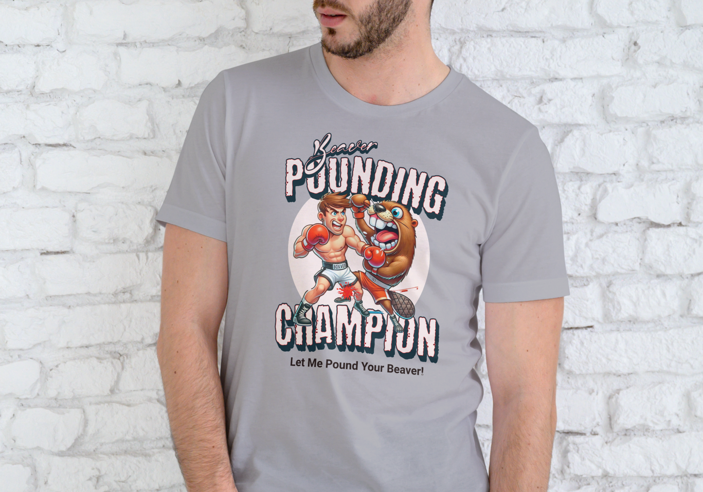 BEAVER POUNDING CHAMPION, T-SHIRT, UNISEX, COTTON