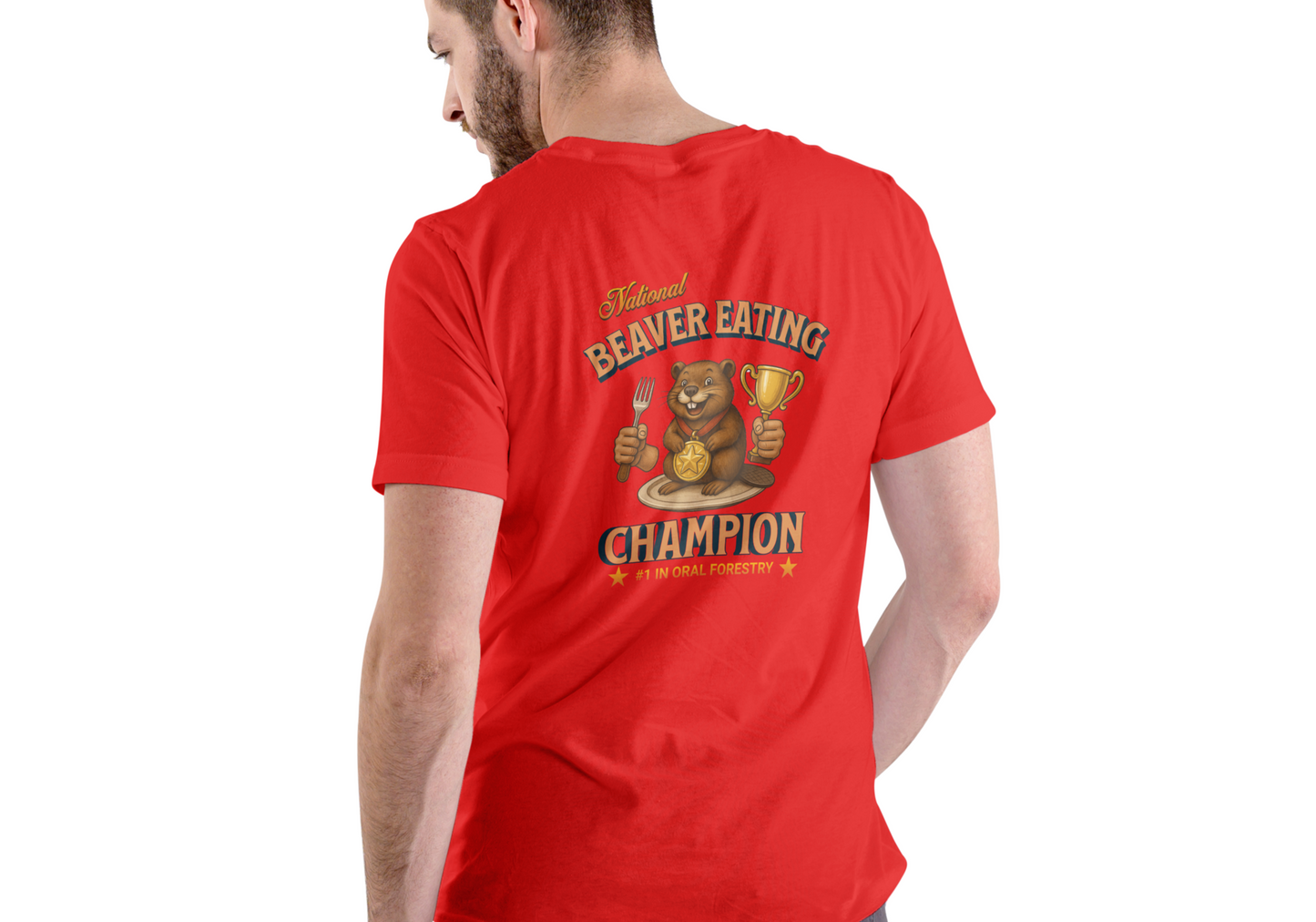 NATIONAL BEAVER EATING CHAMPION, T-SHIRT, UNISEX, COTTON