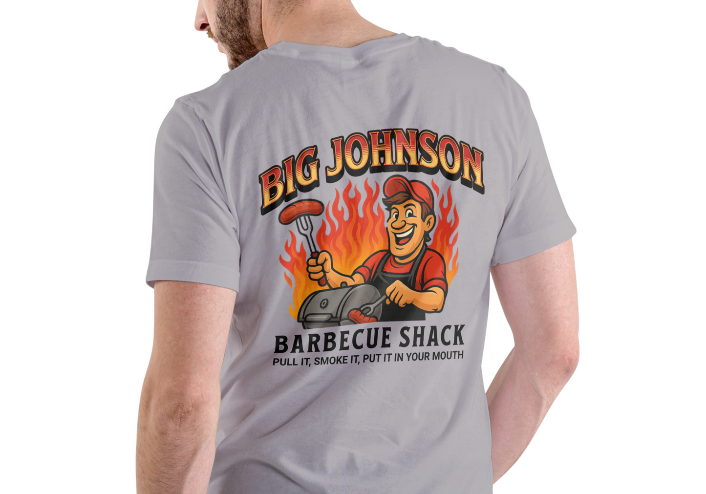 BIG JOHNSON BARBECUE SHACK, T-SHIRT, UNISEX, COTTON