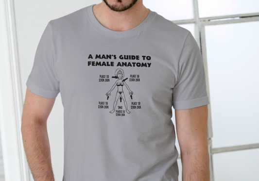 A MANS GUIDE TO FEMALE ANATOMY, T-SHIRT, UNISEX, COTTON