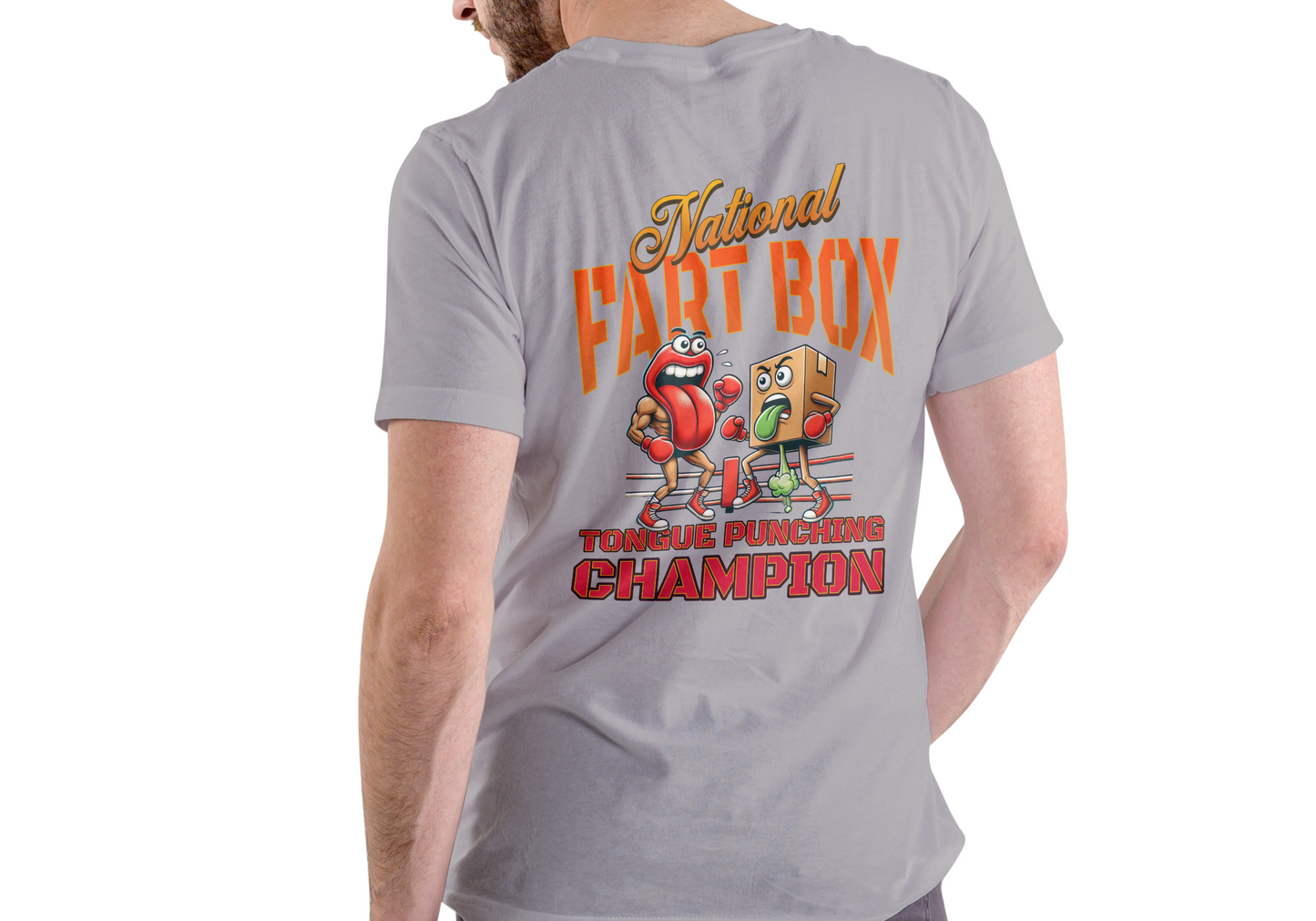 NATIONAL FART BOX TONGUE PUNCHING CHAMPION, T-SHIRT, UNISEX, COTTON