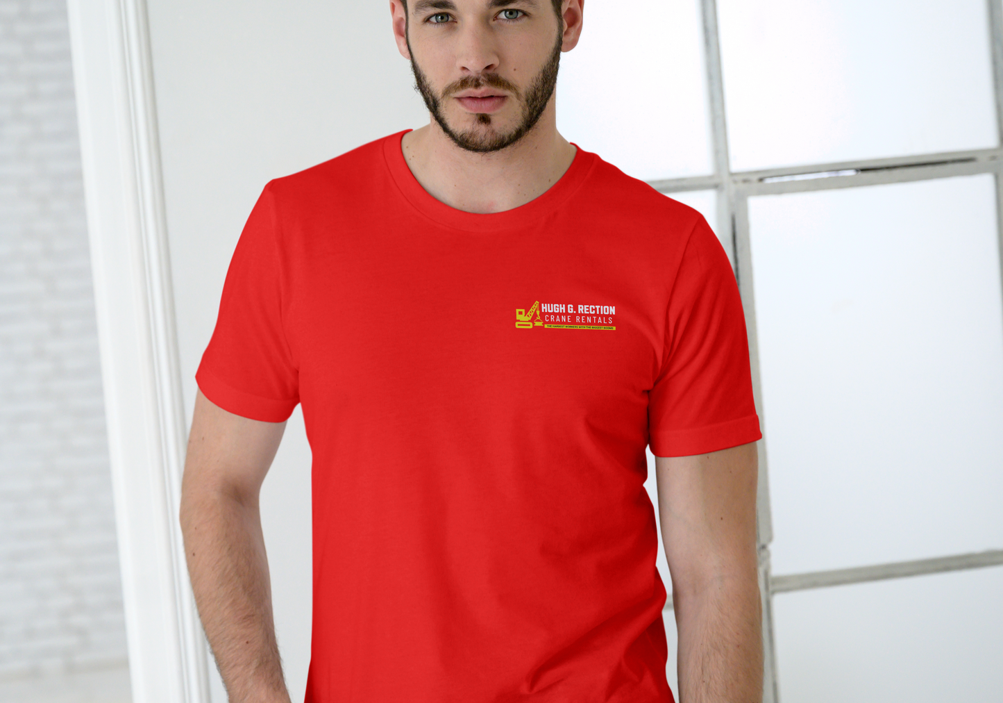 Hugh G. Rection Crane Rentals, T-SHIRT, UNISEX, COTTON