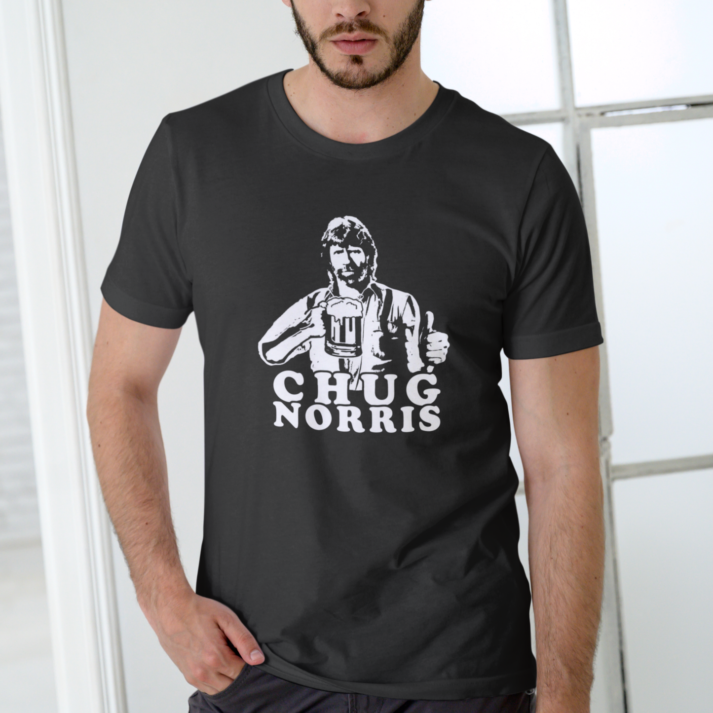 CHUG NORRIS – Funny Drinking T-Shirt (Unisex Cotton)