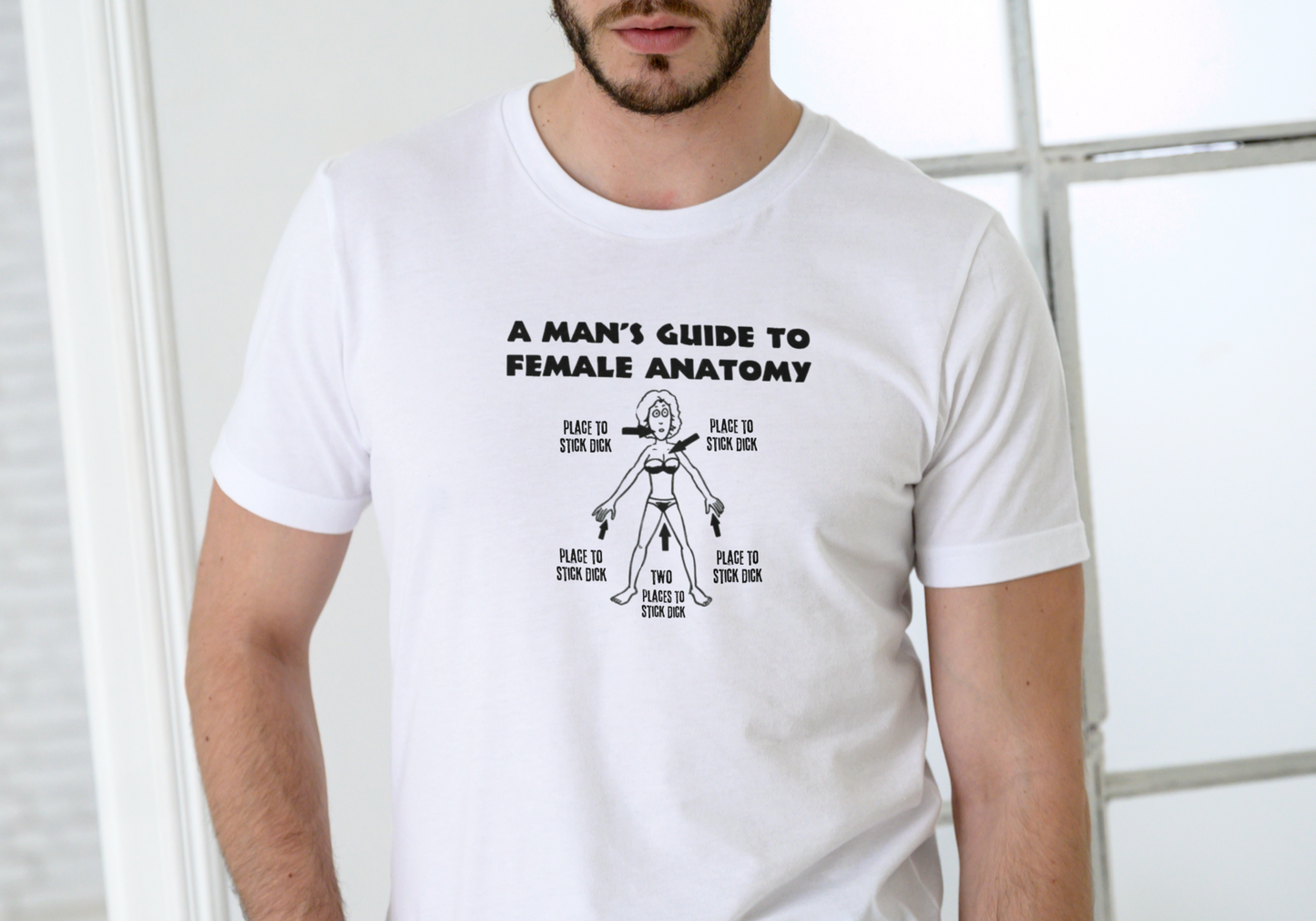 A MANS GUIDE TO FEMALE ANATOMY, T-SHIRT, UNISEX, COTTON