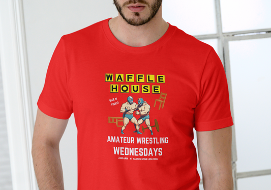 WAFFLE HOUSE AMATEUR WRESTLING, T-SHIRT, UNISEX, COTTON