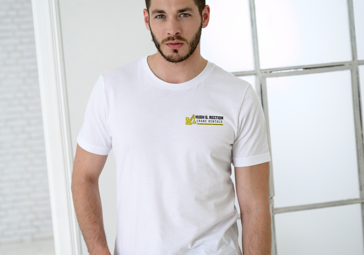Hugh G. Rection Crane Rentals, T-SHIRT, UNISEX, COTTON