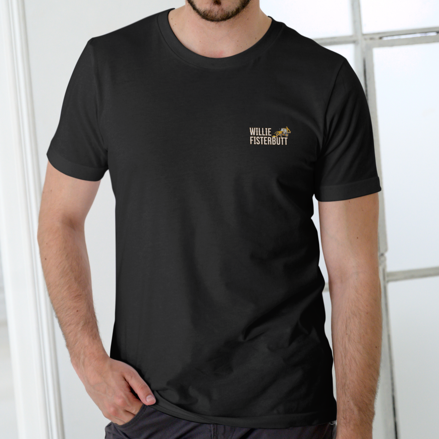 WILLIE FISTERBUTT BACKHOE SERVICE AND REPAIR – Funny Name Unisex Cotton T-Shirt