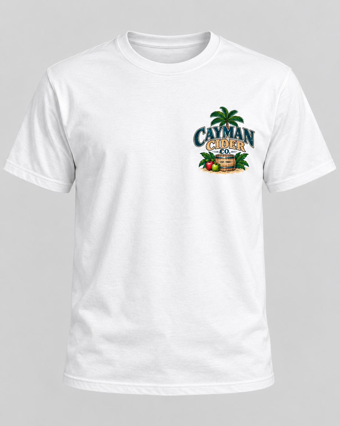 Cayman Cider Co. Funny Tropical T-Shirt – Hard. Wet. Goes Down Easy