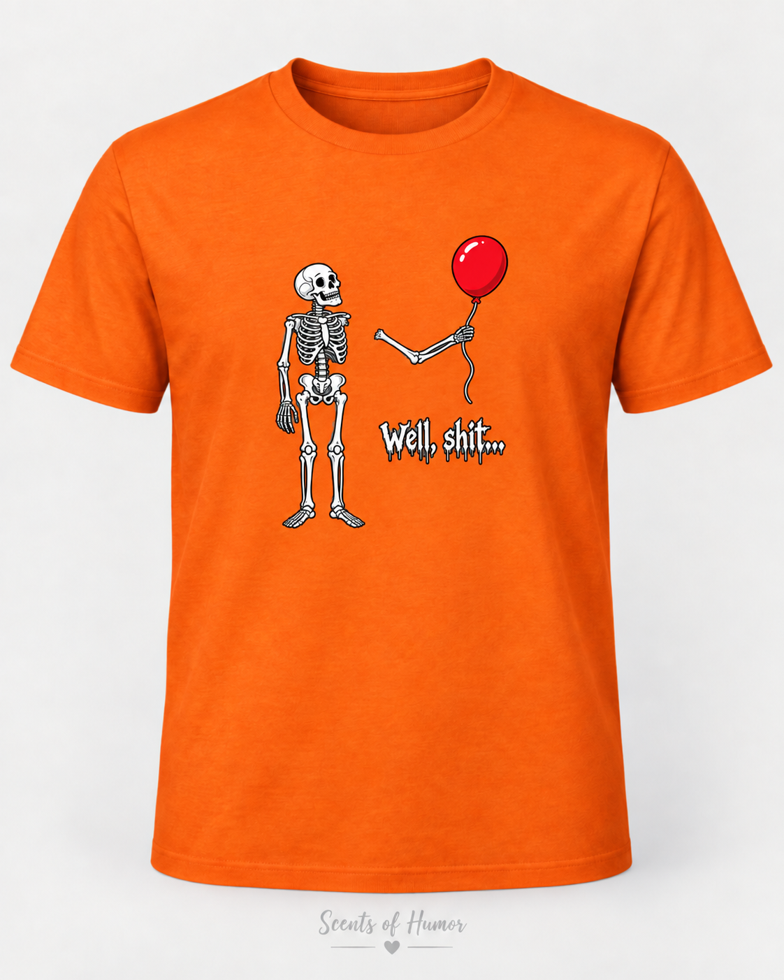 WELL SH!T, Skeleton ballon Funny T Shirt, Unisex Cotton