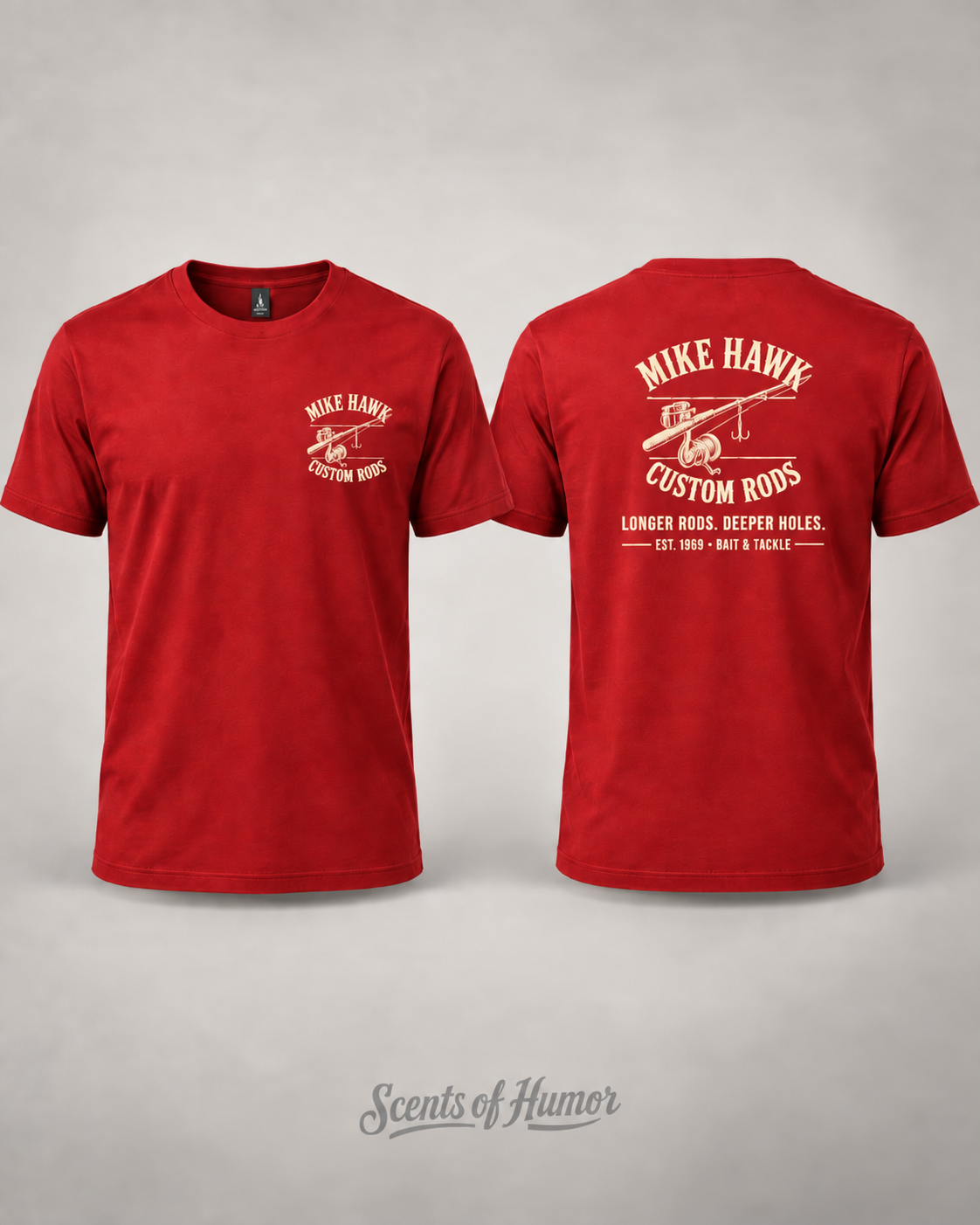 MIKE HAWK CUSTOM RODS Funny T Shirt, Unisex Cotton