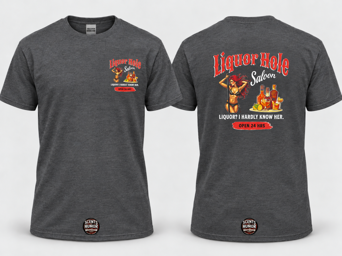 LIQUOR HOLE SALOON Funny T Shirt, Unisex Cotton