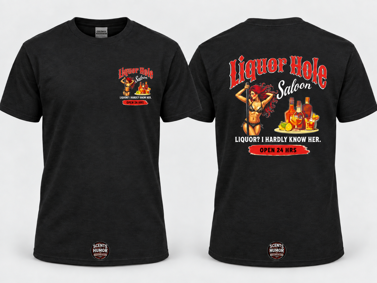 LIQUOR HOLE SALOON Funny T Shirt, Unisex Cotton