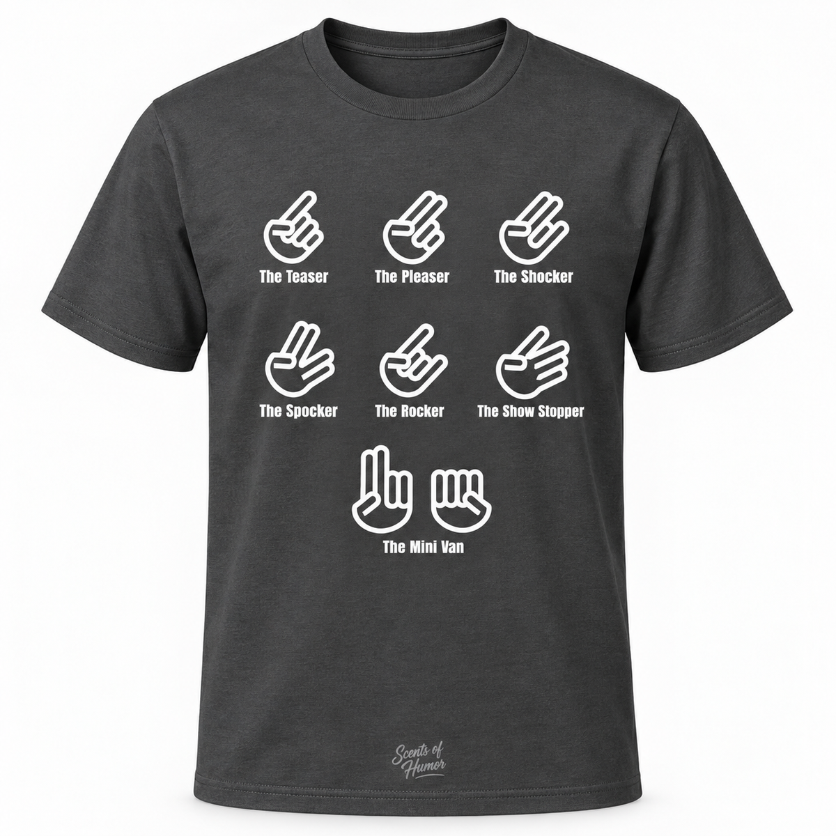 THE SHOCKER, THE SPOCKER, THE MINI VAN Hand signals funny T Shirt, Unisex Cotton.