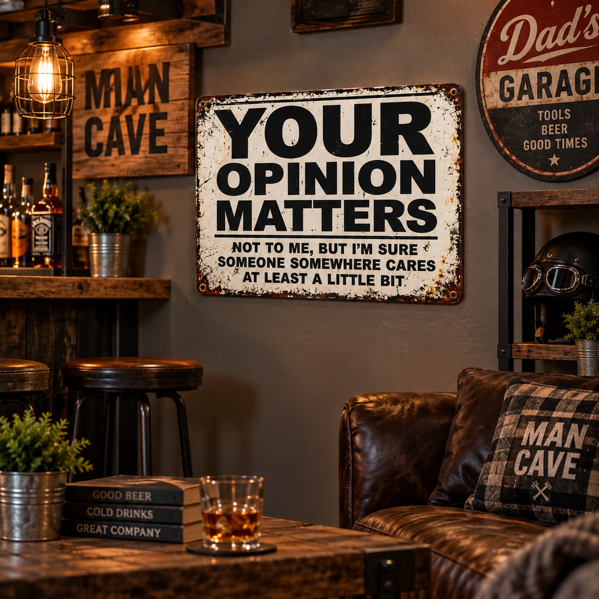 YOUR OPINION MATTERS Funny sign 8x12” aluminum