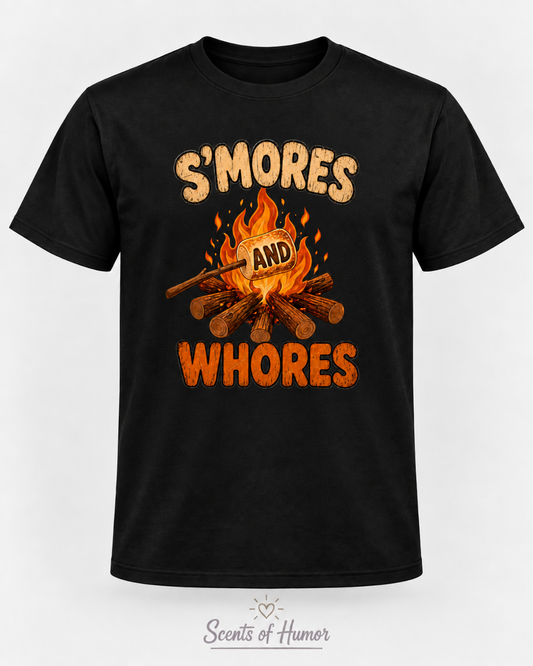 SMORES AND WHORES Funny T Shirt, Unisex Cotton