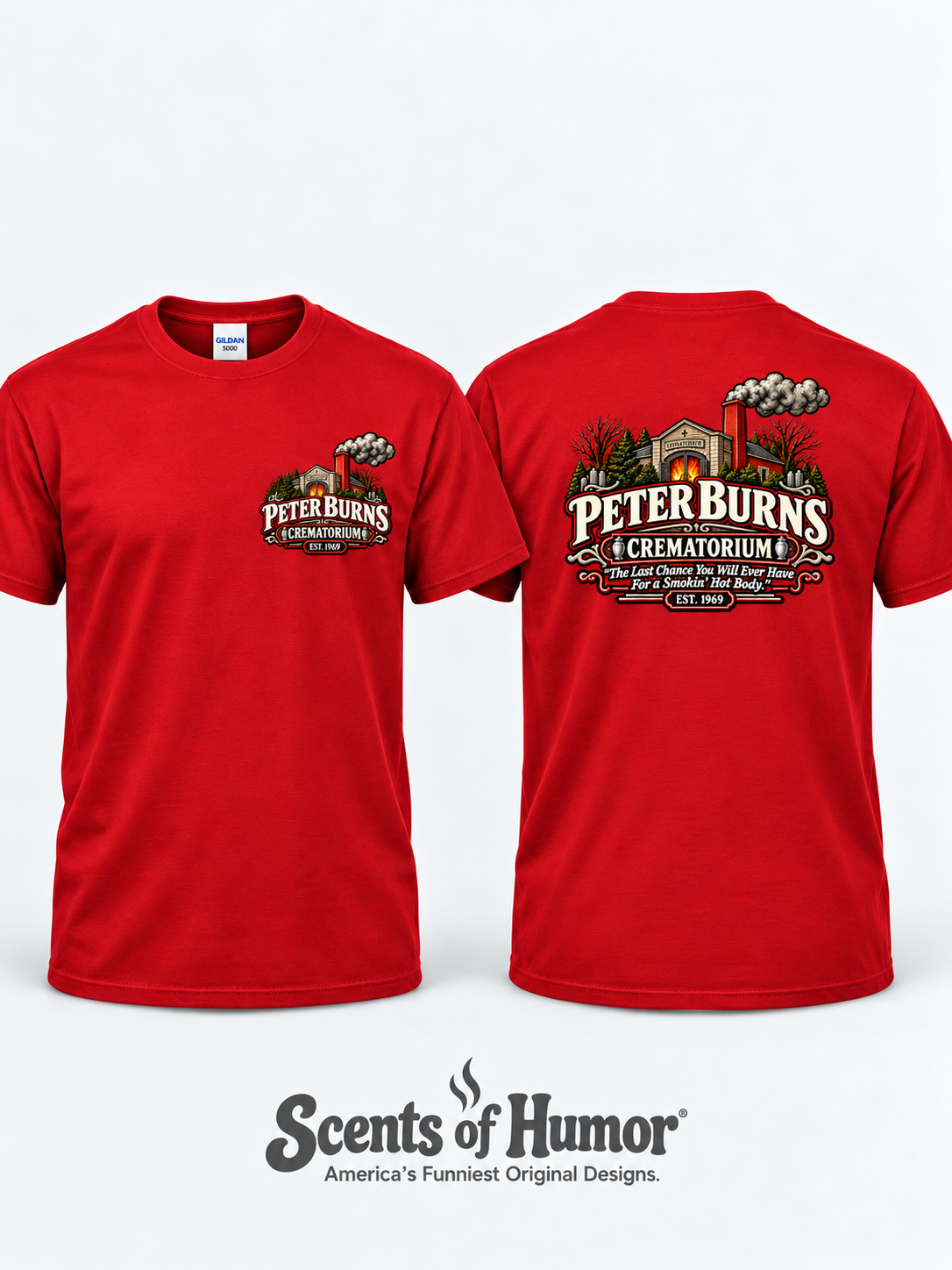 PETER BURNS CREMATORIUM Funny Halloween themed T Shirt, Unisex Cotton