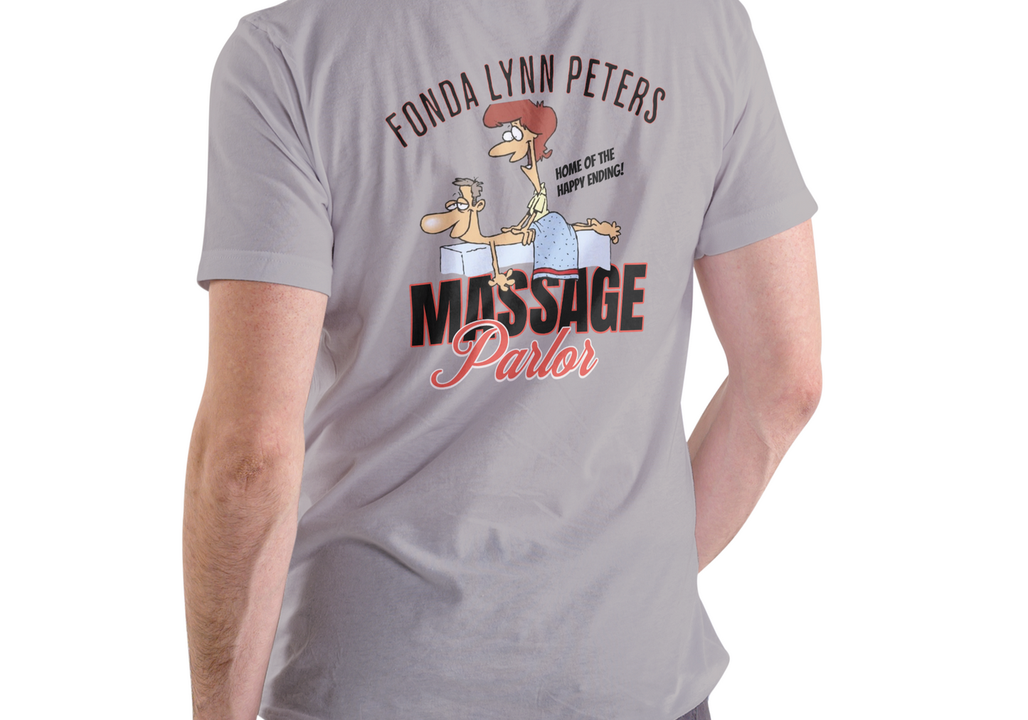 FONDA LYNN PETERS MASSAGE PARLOR, T-SHIRT, UNISEX, COTTON