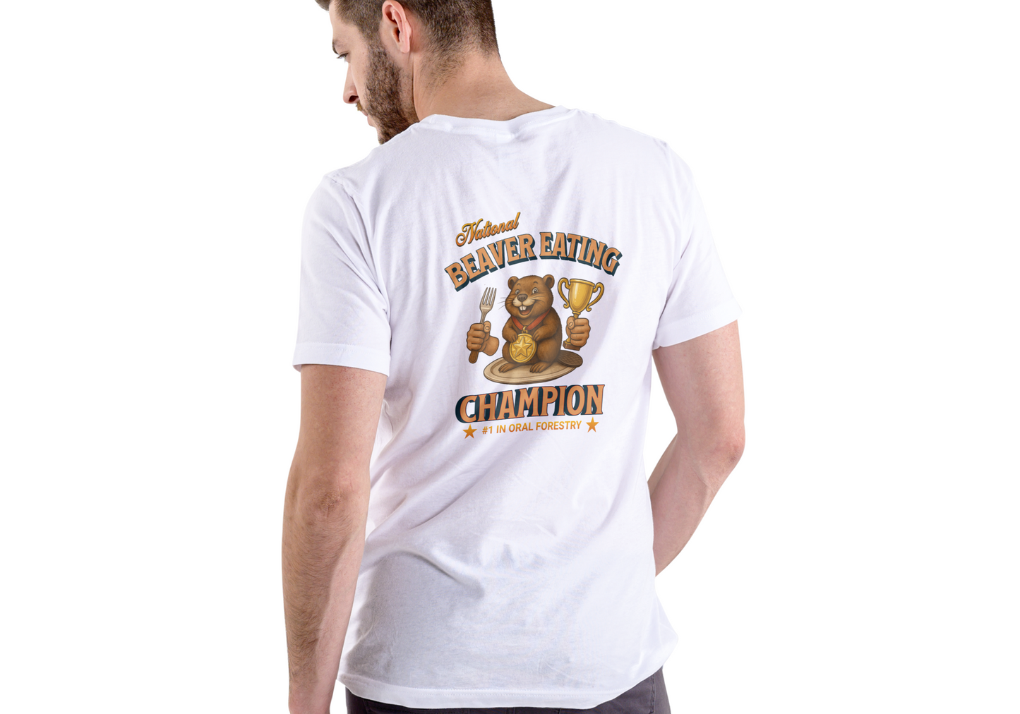 NATIONAL BEAVER EATING CHAMPION, T-SHIRT, UNISEX, COTTON