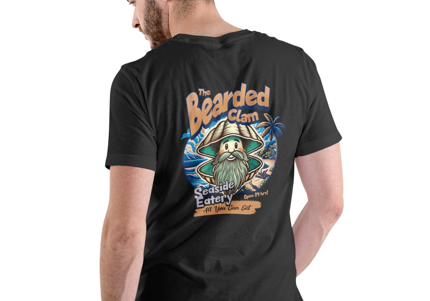 THE BEARDED CLAM, SEASIDE EATERY, T-SHIRT, UNISEX, COTTON