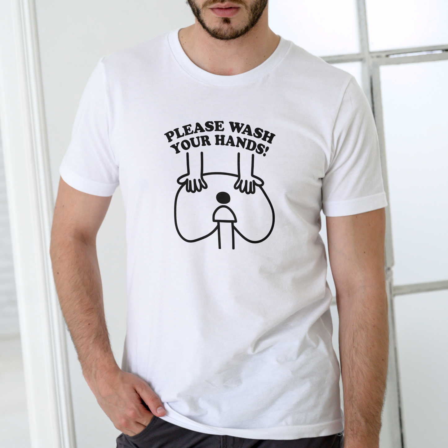WASH YOUR HANDS funny T Shirt, Unisex Cotton