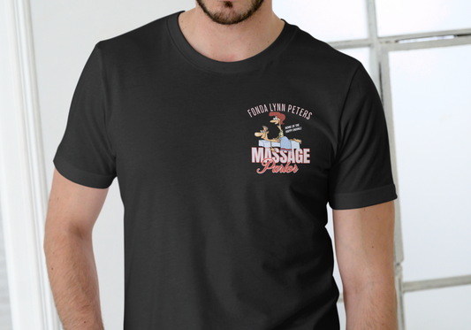 FONDA LYNN PETERS MASSAGE PARLOR, T-SHIRT, UNISEX, COTTON