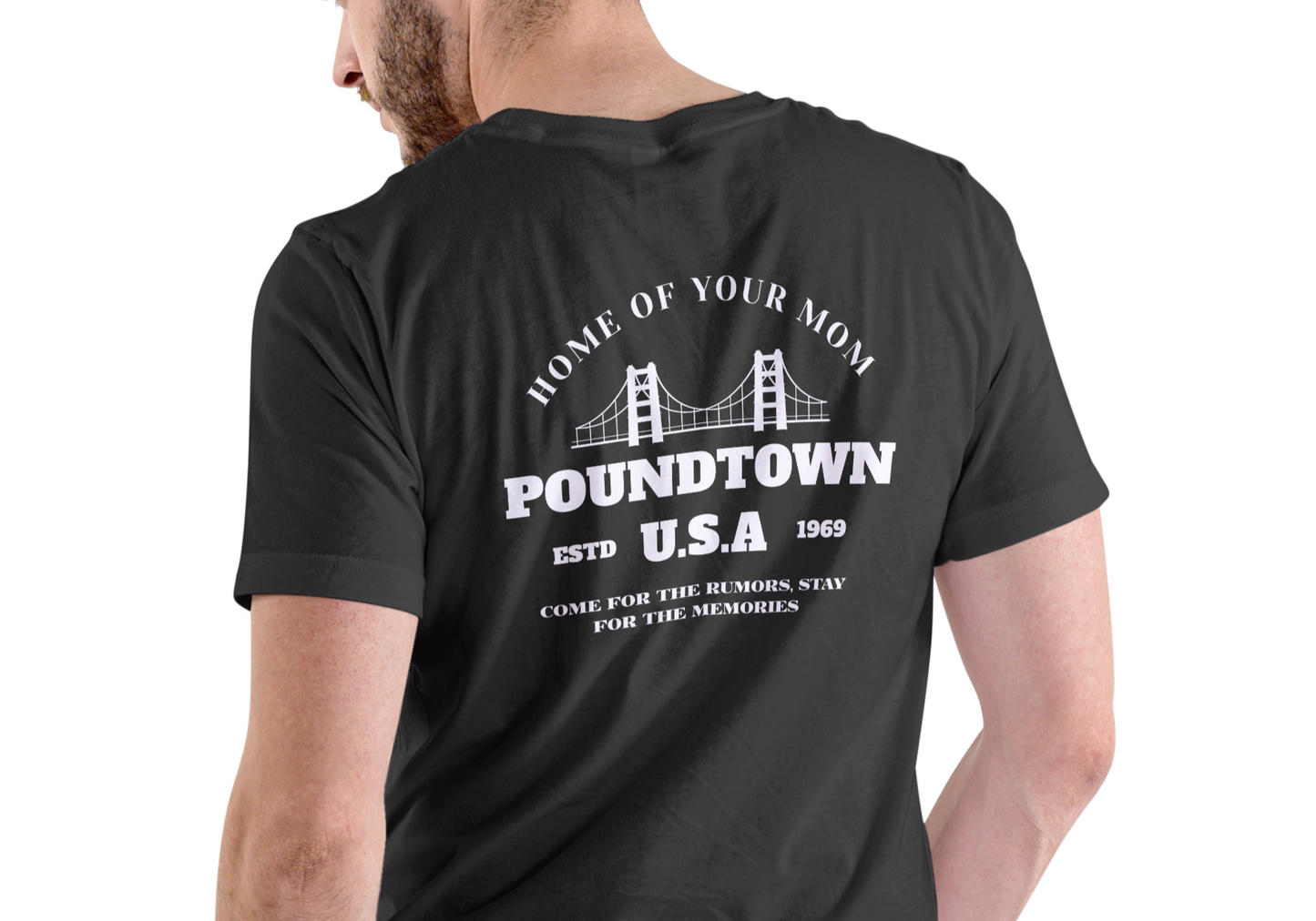 POUNDTOWN USA, HOME OF YOUR MOM, T-SHIRT, UNISEX, COTTON