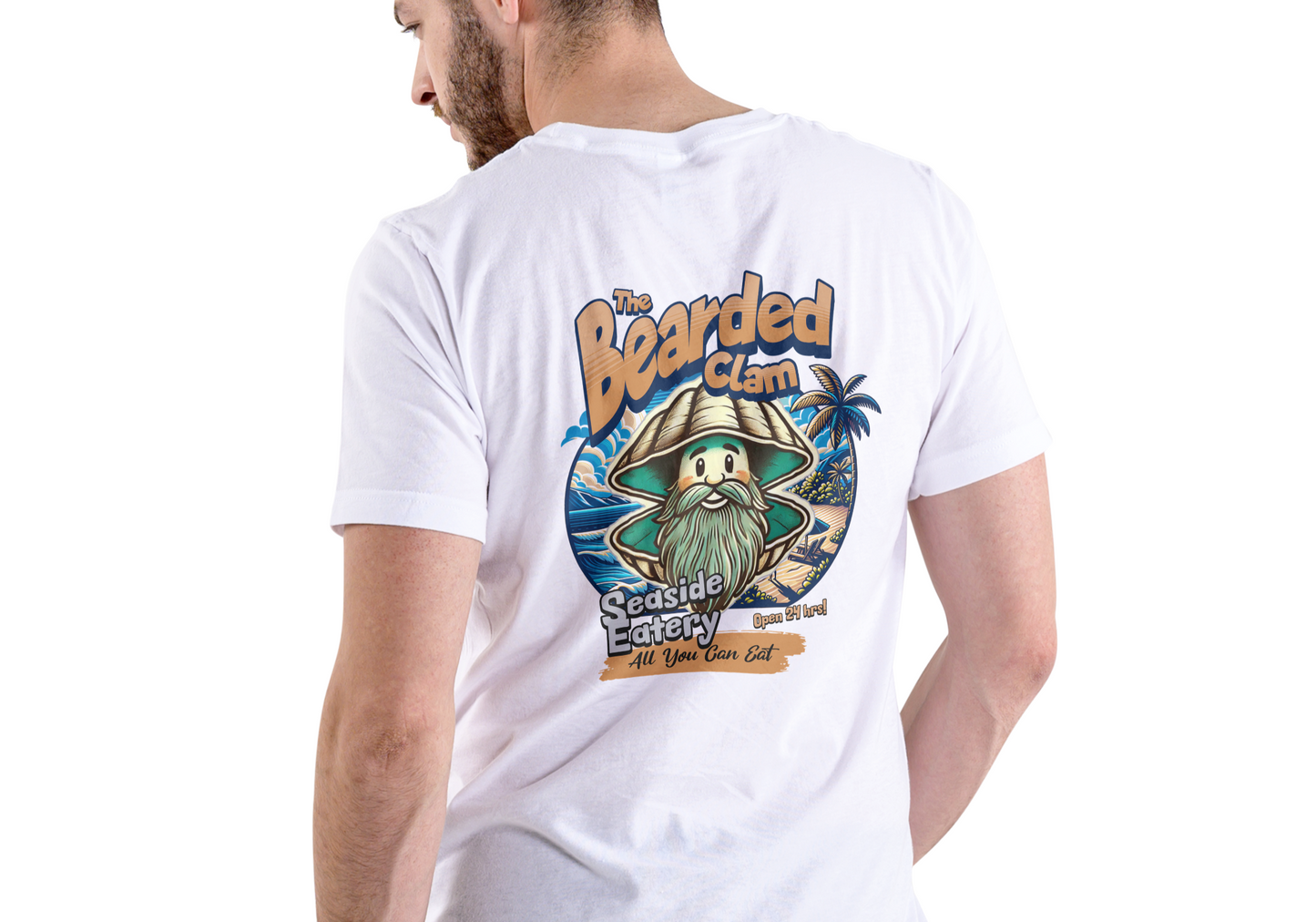 THE BEARDED CLAM, SEASIDE EATERY, T-SHIRT, UNISEX, COTTON
