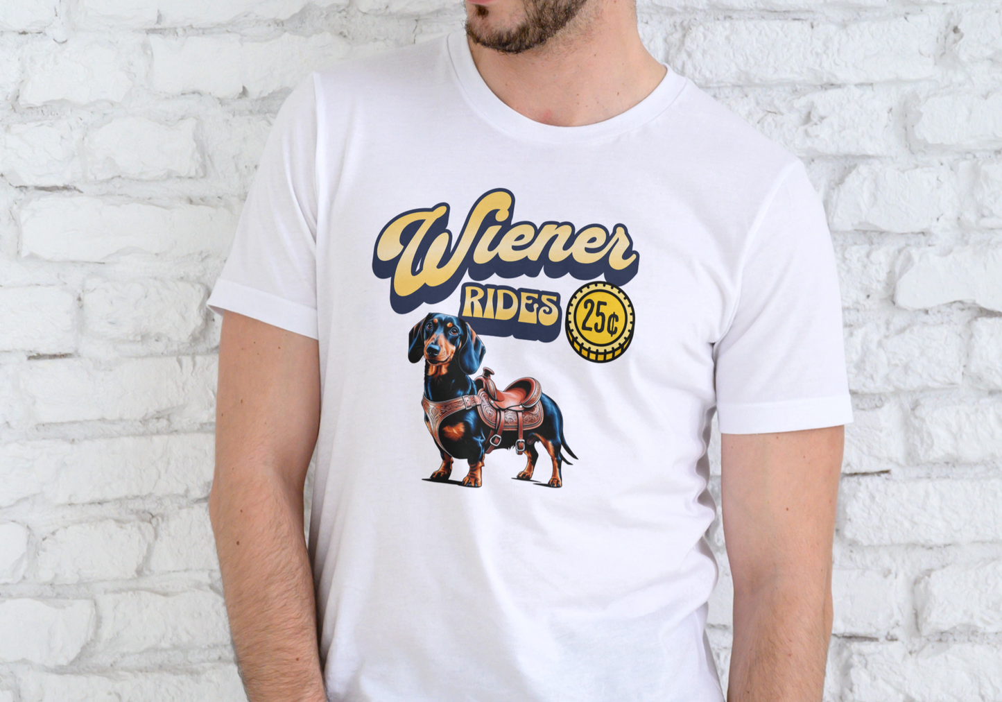 WIENER RIDES, T-SHIRT, UNISEX, COTTON