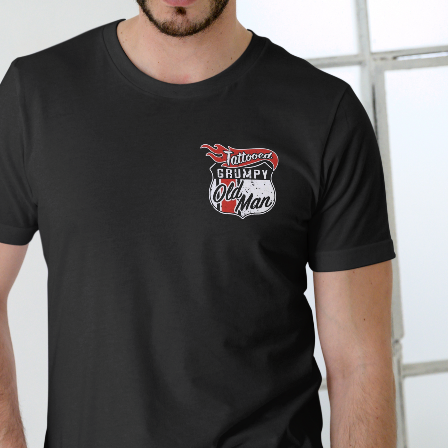 TATTOOED GRUMPY OLD MAN T Shirt, Unisex Cotton