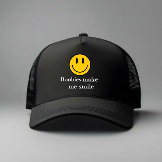 BOOBIES MAKE ME SMILE TRUCKER HAT