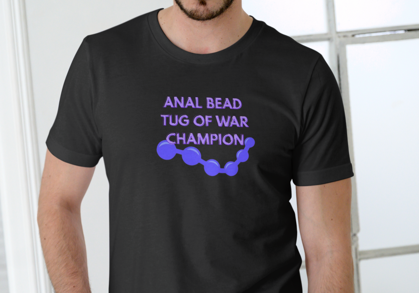 ANAL BEAD TUG OF WAR CHAMPION, T-SHIRT, UNISEX, COTTON