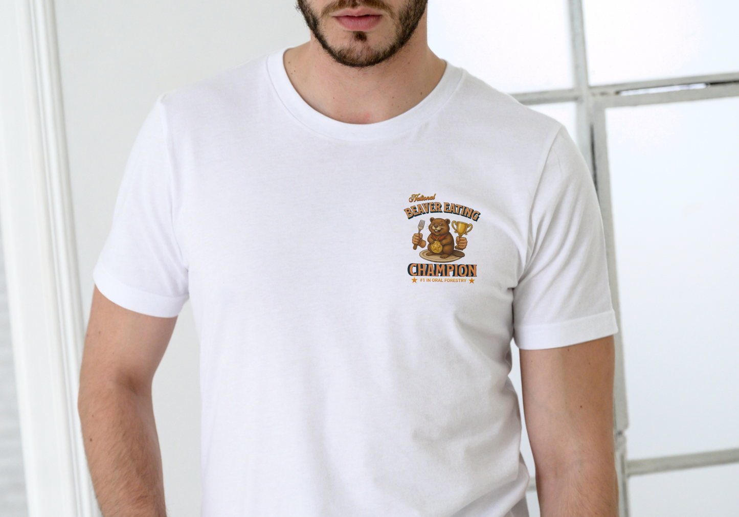 NATIONAL BEAVER EATING CHAMPION, T-SHIRT, UNISEX, COTTON