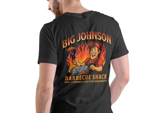 BIG JOHNSON BARBECUE SHACK, T-SHIRT, UNISEX, COTTON