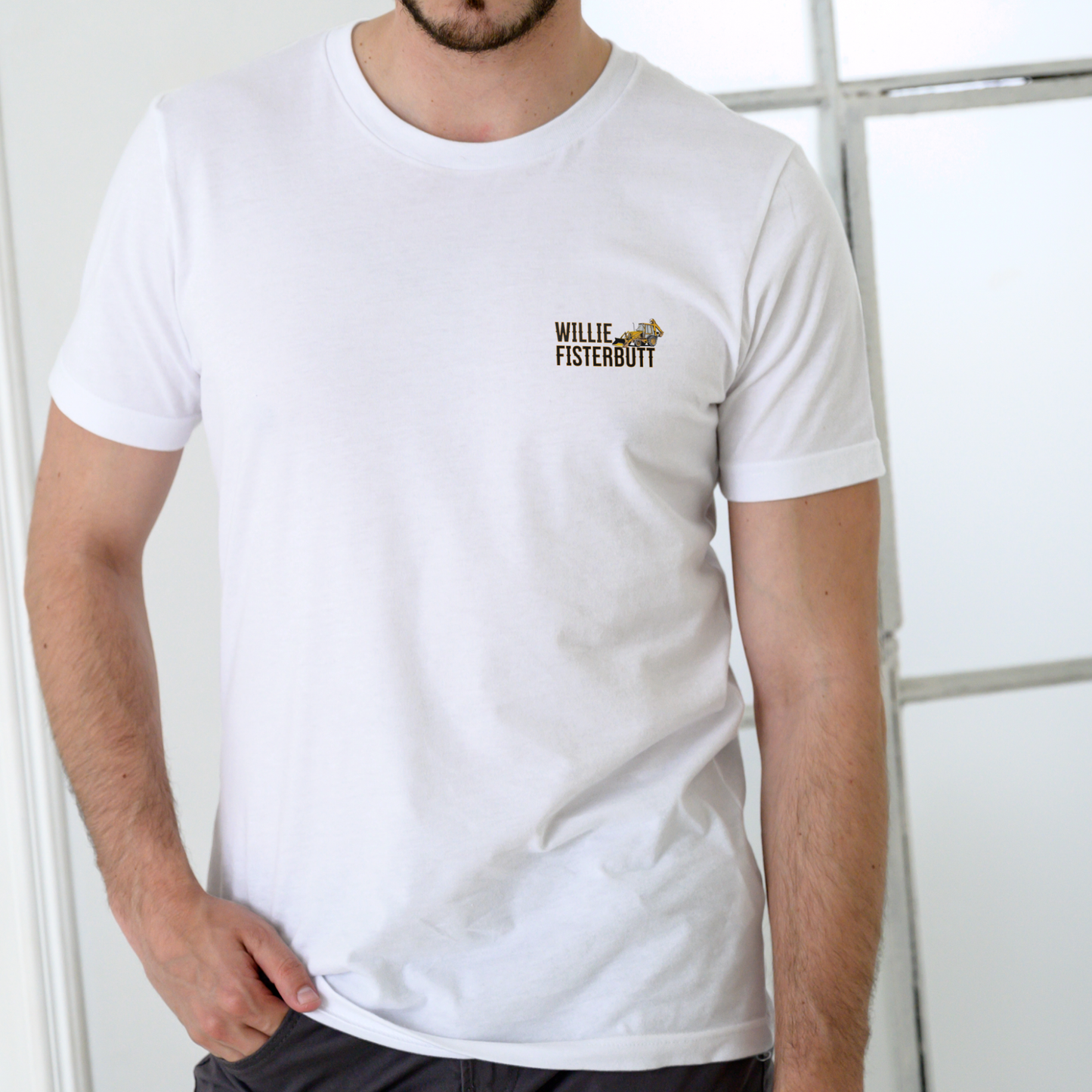 WILLIE FISTERBUTT BACKHOE SERVICE AND REPAIR – Funny Name Unisex Cotton T-Shirt