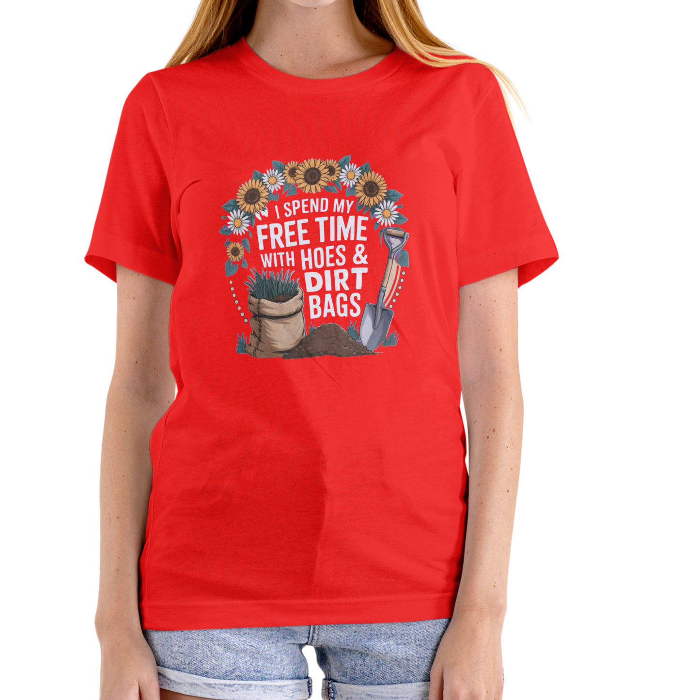 I Spend My Free Time with Hoes and Dirtbags gardening tee, Unisex Cotton