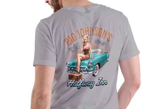 BIG JOHNSON'S HALFWAY INN, T-SHIRT, UNISEX, COTTON