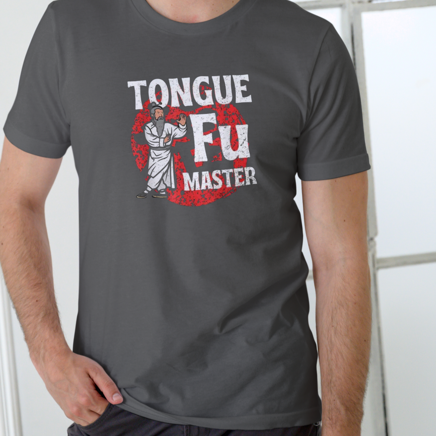 TONGUE FU MASTER Funny T Shirt, Unisex Cotton