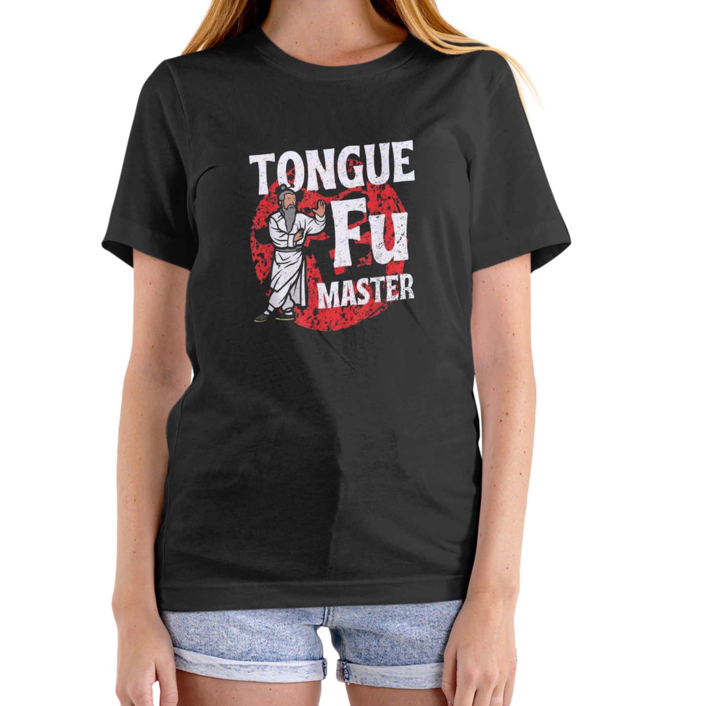 TONGUE FU MASTER Funny T Shirt, Unisex Cotton
