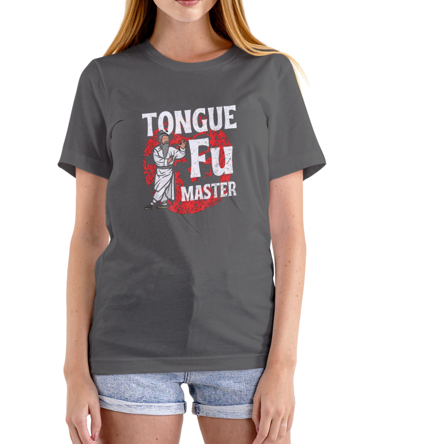 TONGUE FU MASTER Funny T Shirt, Unisex Cotton
