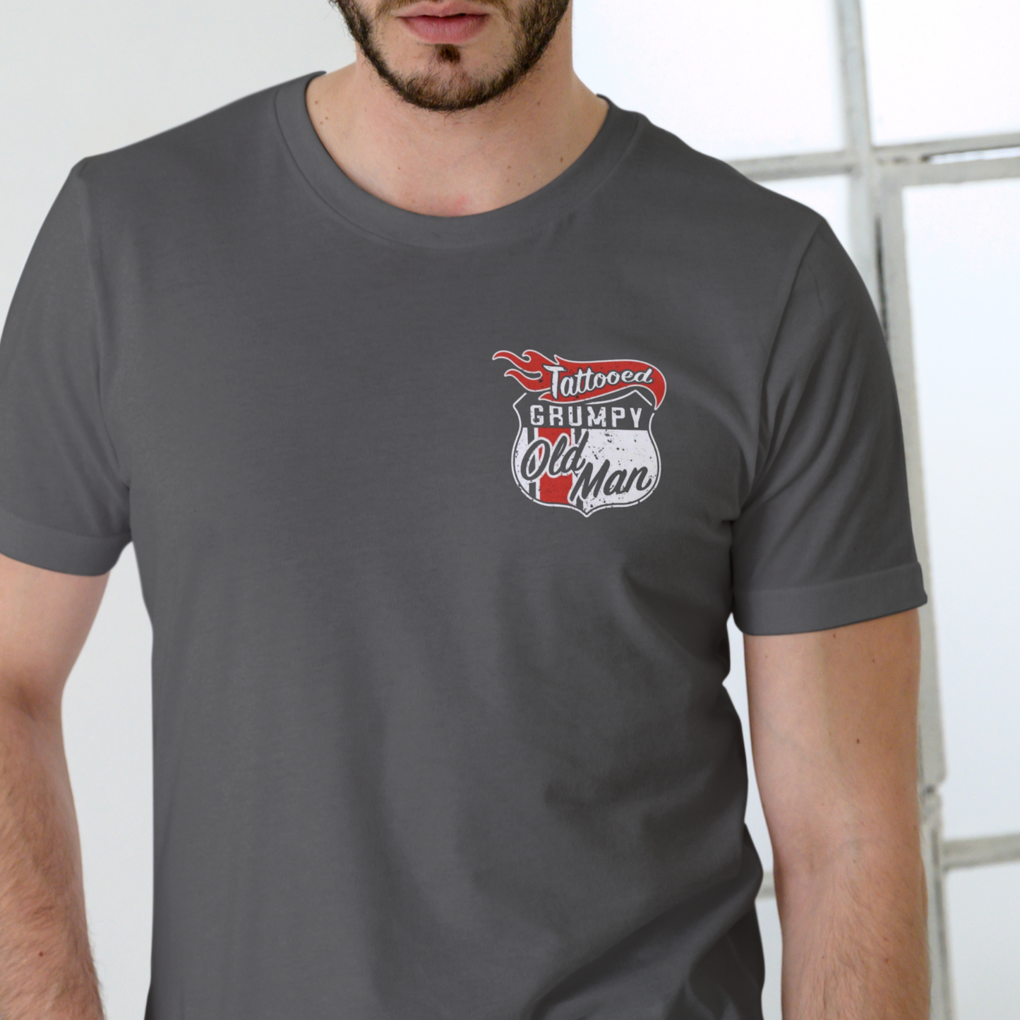 TATTOOED GRUMPY OLD MAN T Shirt, Unisex Cotton