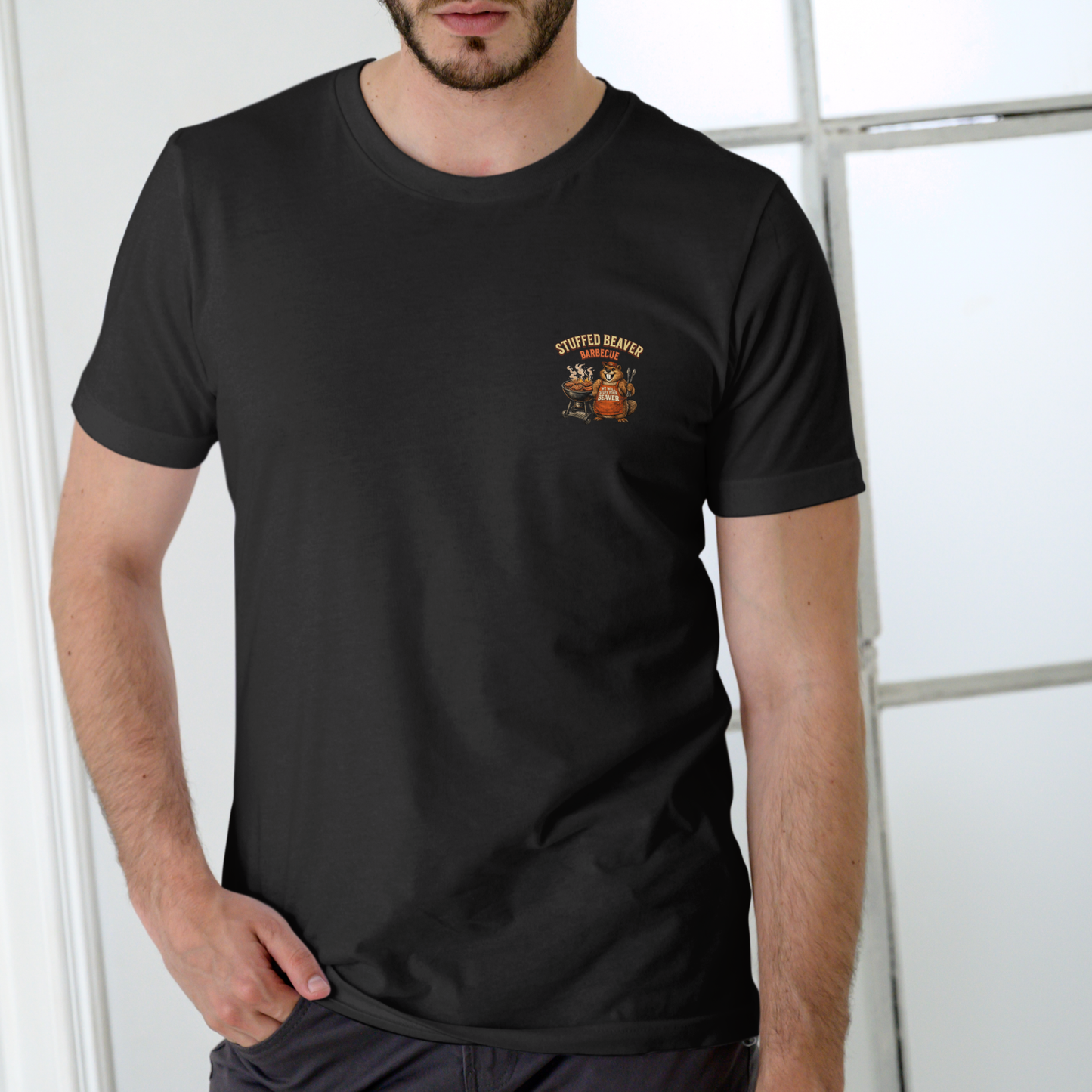 STUFFED BEAVER BARBECUE  Funny Unisex Cotton T-Shirt
