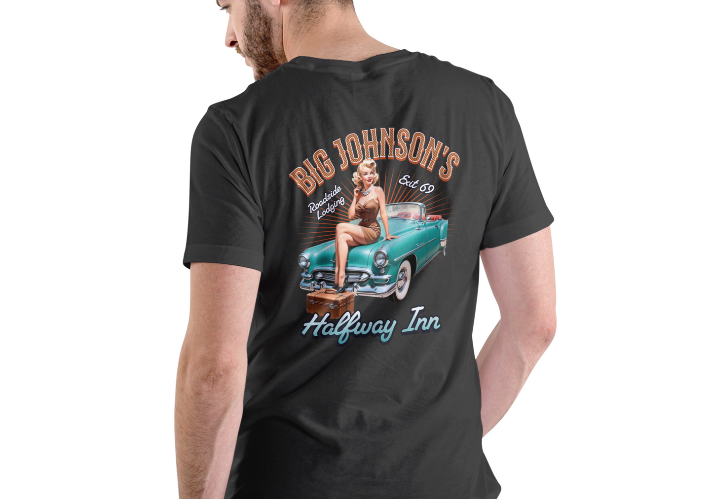 BIG JOHNSON'S HALFWAY INN, T-SHIRT, UNISEX, COTTON