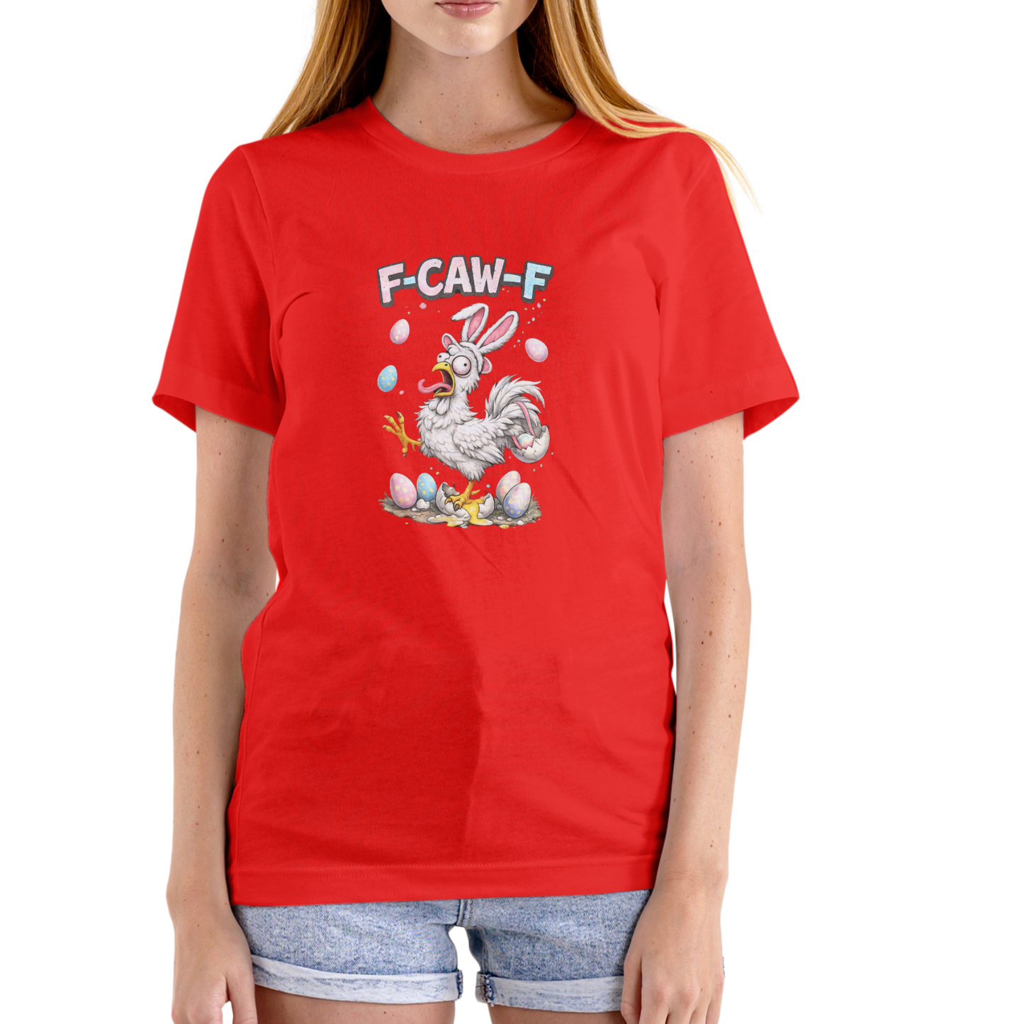 F-CAW-F EASTER CHICKEN – Funny Easter T-Shirt (Unisex Cotton)