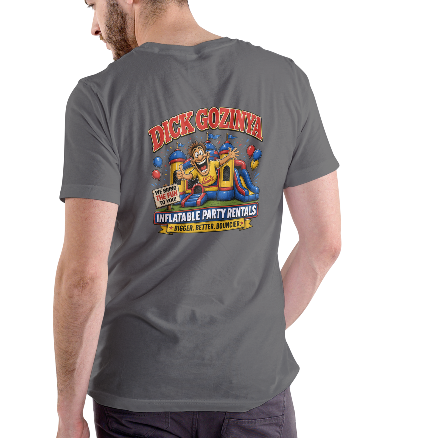 DICK GOZINYA INFLATABLE PARTY RENTALS – Funny Unisex Cotton T-Shirt