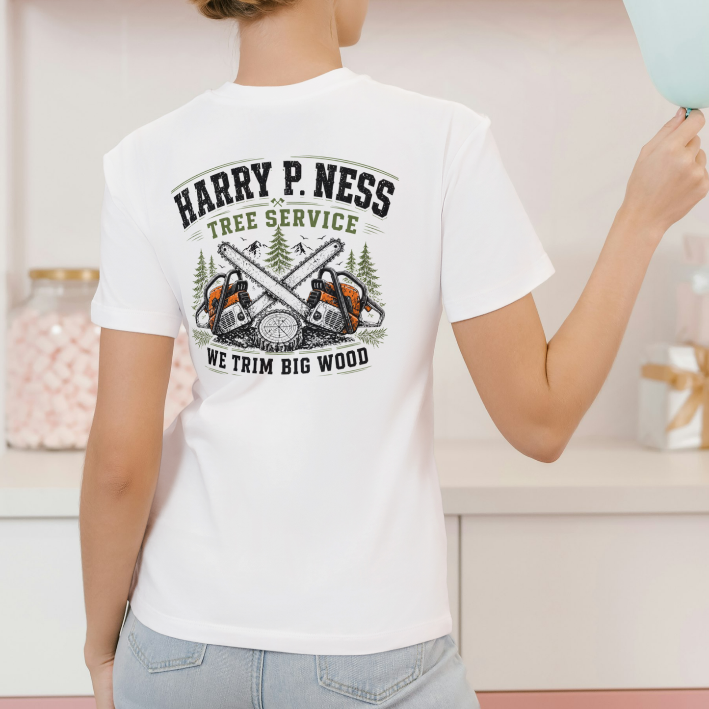 HARRY P. NESS TREE SERVICE – “We Trim Big Wood” Funny Unisex Cotton T-Shirt