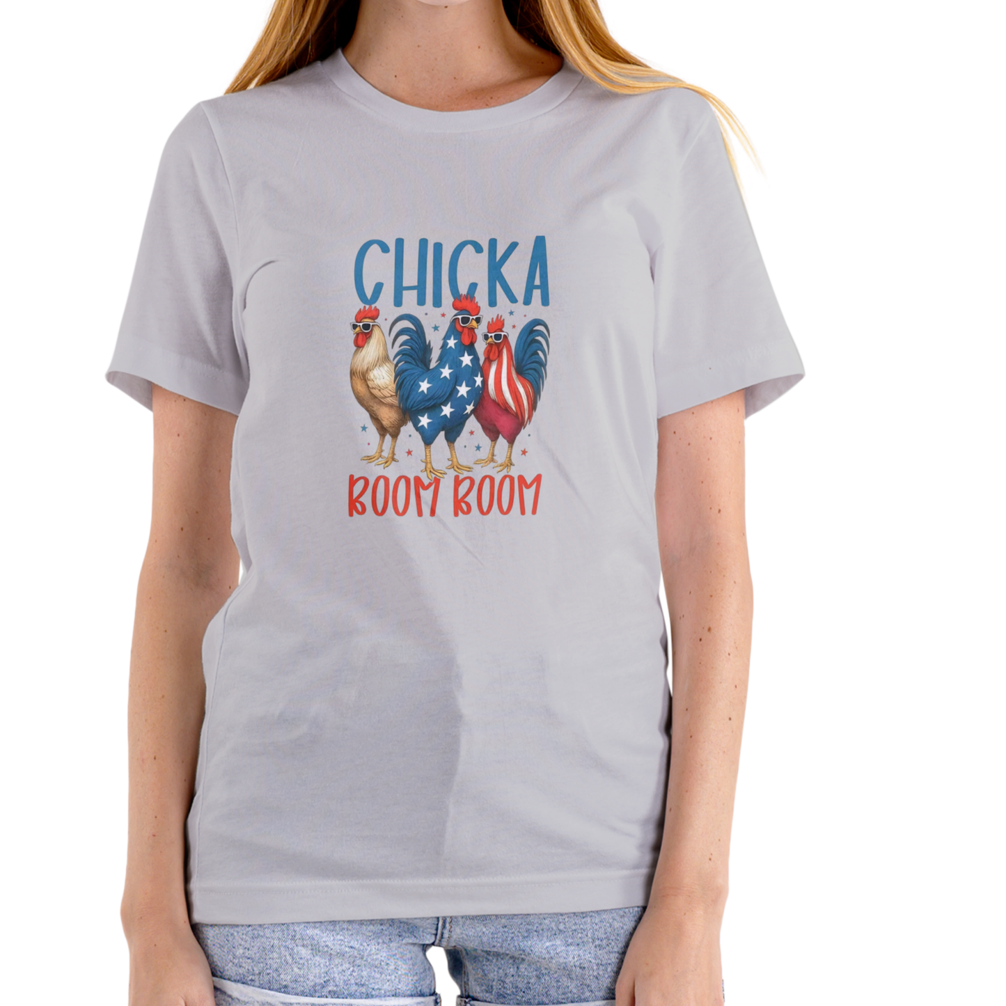 CHICKA BOOM BOOM – Funny July 4th Unisex Cotton T-Shirt