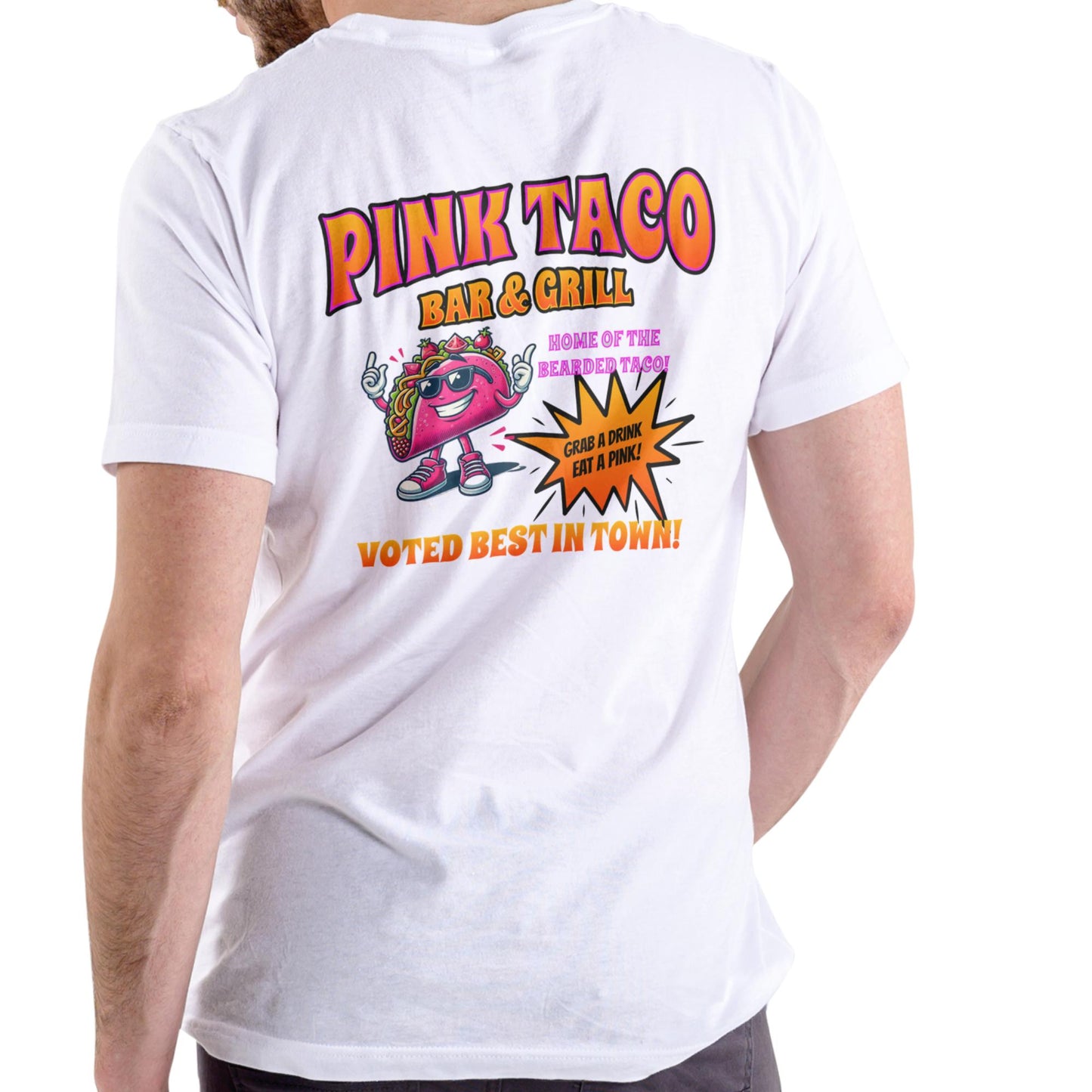 PINK TACO BAR AND GRILL Funny T Shirt, Unisex Cotton