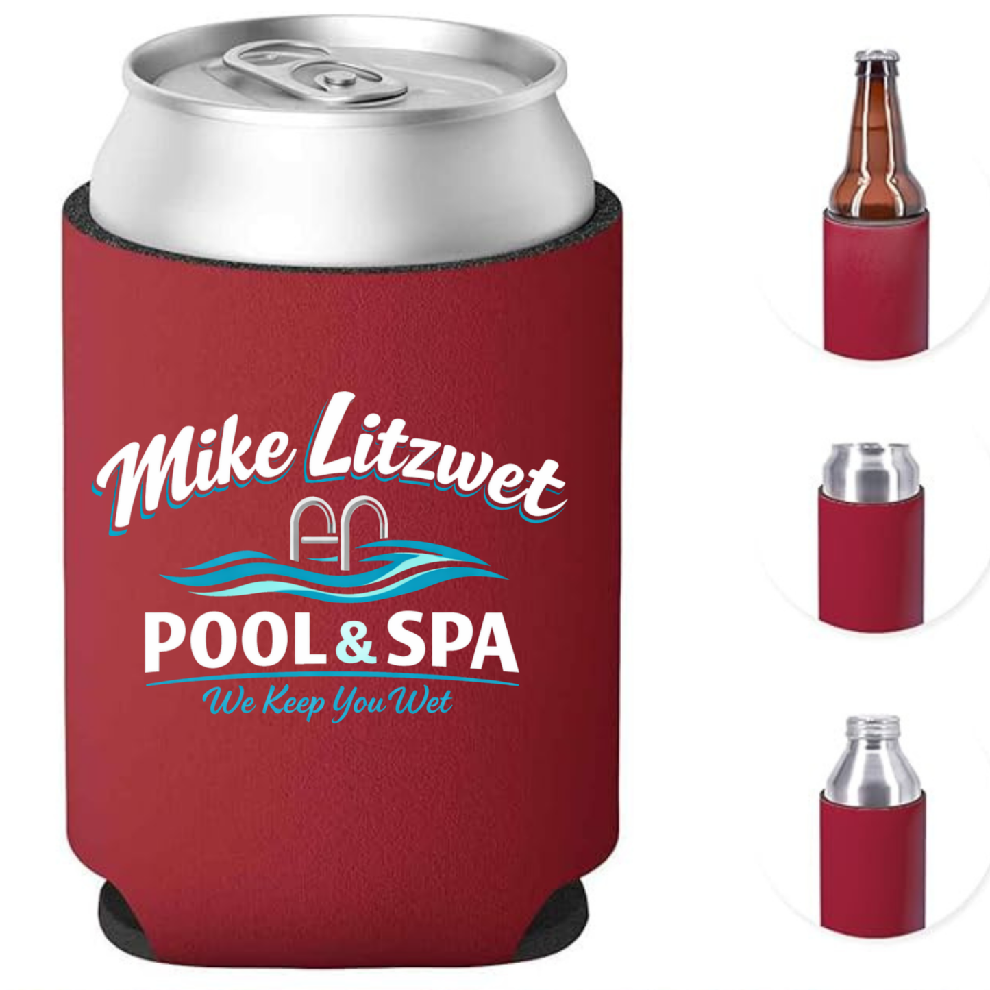 MIKE LITZWET POOL AND SPA Can Cooler Koozie